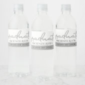 Étiquette Pour Bouteilles D'eau Script Silver Gradué | Faux Metallic tendance (Bouteilles)