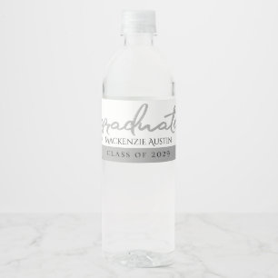 Étiquette Pour Bouteilles D'eau Script Silver Gradué Faux Metallic tendance