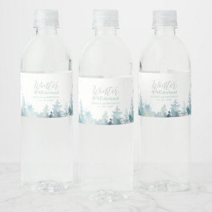 Étiquette Pour Bouteilles D'eau Silver & Mint Winter Wonderland 1er anniversaire f