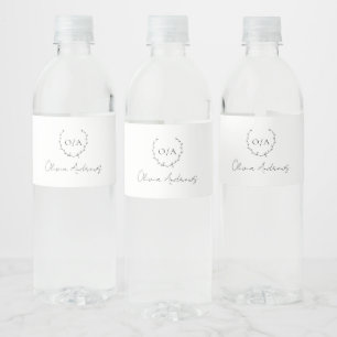 Étiquette Pour Bouteilles D'eau Simple Couronne Monogramme Élégant