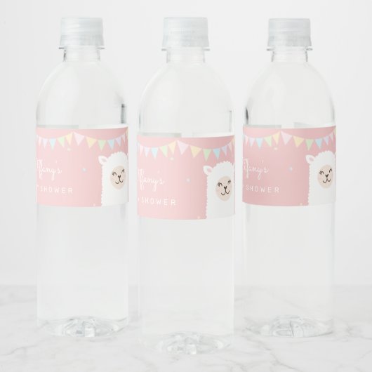 Étiquette Pour Bouteilles D'eau Simple Elegant Douce Alpaca Llama Baby shower fill (Bouteilles)