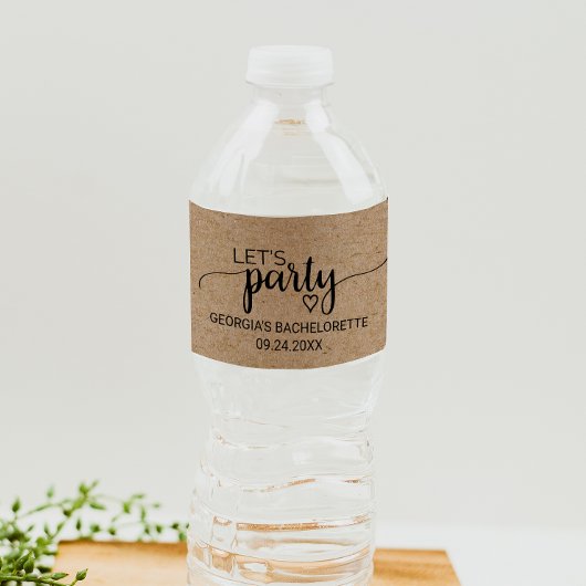 Étiquette Pour Bouteilles D'eau Simple Faux Kraft Faisons la fête Bachelorette