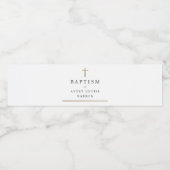 Étiquette Pour Bouteilles D'eau Simple Gold Cross Photo Baptême (Étiquettes simples)
