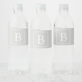 Étiquette Pour Bouteilles D'eau Simple Light Grey monogram (Bouteilles)