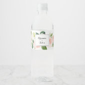 Étiquette Pour Bouteilles D'eau Simple Mariage de calligraphie florale verte (Devant)