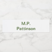 Étiquette Pour Bouteilles D'eau Simple vert minimal ajouter votre nom de texte pho (Étiquettes simples)