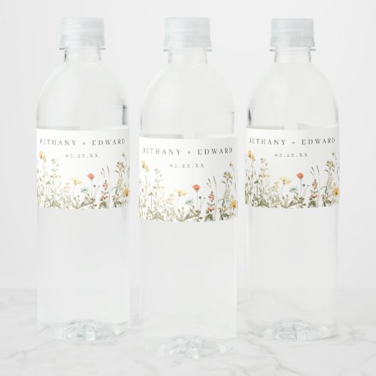 Étiquette Pour Bouteilles D'eau Simple Wildflower Wedding (Bouteilles)
