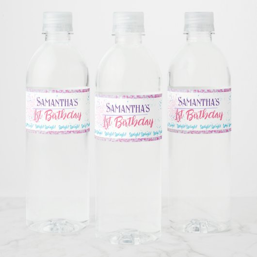 Étiquette Pour Bouteilles D'eau Sirène Rose Violet Sous La Mer Fille Anniversaire (Bouteilles)