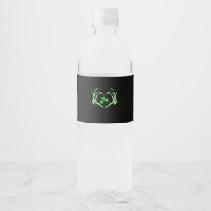 Étiquette Pour Bouteilles D'eau Skeleton Coeur main Shamrock Jour de la Saint Patr