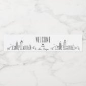 Étiquette Pour Bouteilles D'eau Skyline San Diego | Message d'accueil (Étiquettes simples)