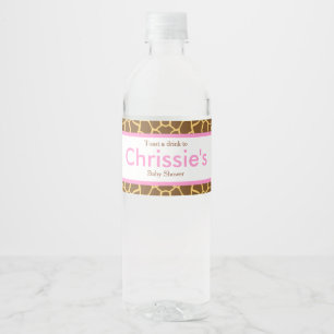 Étiquette Pour Bouteilles D'eau Soirée Baby shower bébé et maman Giraffe