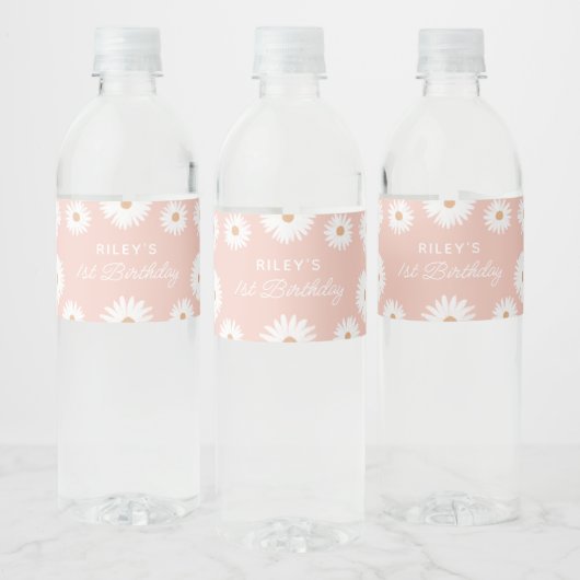 Étiquette Pour Bouteilles D'eau Soirée d'anniversaire rose Boho Daisy (Bouteilles)