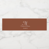 Étiquette Pour Bouteilles D'eau Soirée de mariage en terre cuite monogramme (Étiquettes simples)
