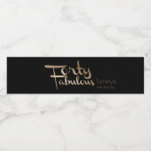 Étiquette Pour Bouteilles D'eau Soirée d'or moderne 40e anniversaire (Étiquettes simples)