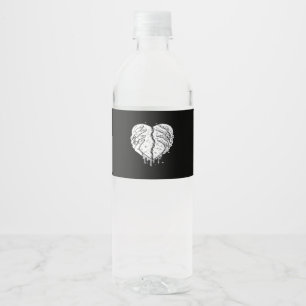 Étiquette Pour Bouteilles D'eau Squelette Mains Coeur - Coeur gothique Classique
