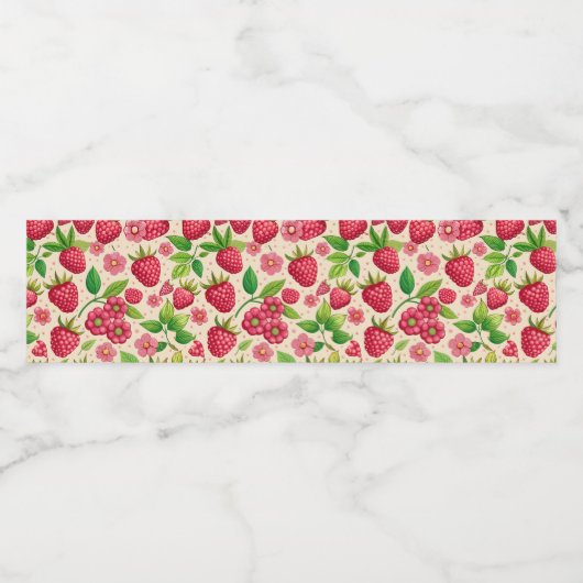 Étiquette Pour Bouteilles D'eau Summer Raspberry Garden Botanical Fruit Pattern (Étiquettes simples)