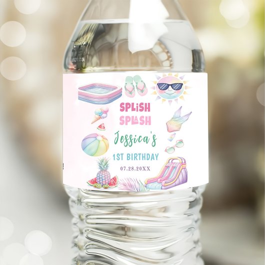 Étiquette Pour Bouteilles D'eau Summer Waterslide Girl Birthday Party