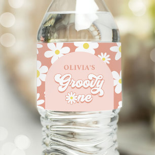 Étiquette Pour Bouteilles D'eau Super One Boho Retro Daisy 1er anniversaire fête