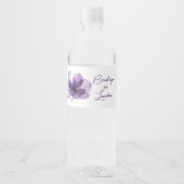 Étiquette Pour Bouteilles D'eau Superbe Mariage de fleurs violettes (Devant)