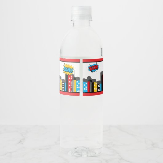 Étiquette Pour Bouteilles D'eau Superhero dynamique (Dos)
