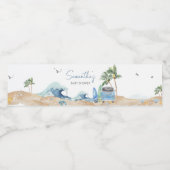 Étiquette Pour Bouteilles D'eau Surf Baby shower de plage (Étiquettes simples)