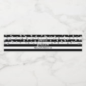 Étiquette Pour Bouteilles D'eau Sweet 16 Anniversaire Argent Confetti Black Stripe (Étiquettes simples)