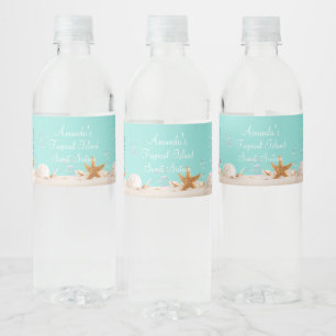 Étiquette Pour Bouteilles D'eau Sweet sixteen Beach Sand L'île tropicale
