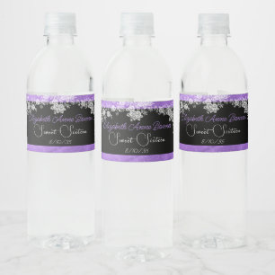 Étiquette Pour Bouteilles D'eau Sweet sixteen blanc dentelle noire Étiquette d'eau