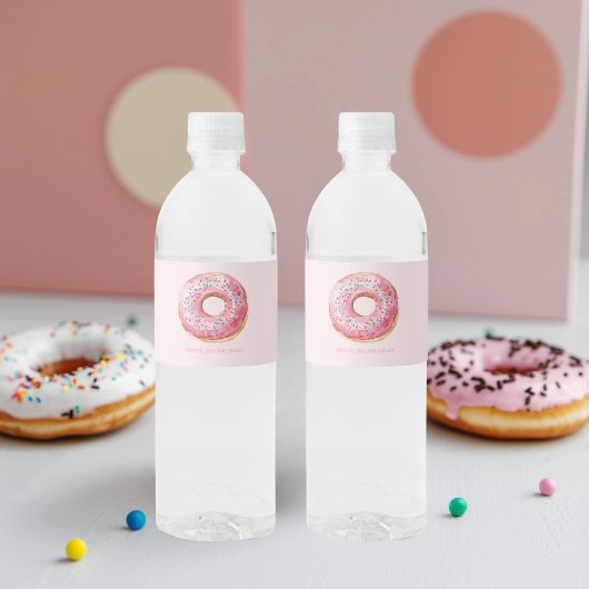 Étiquette Pour Bouteilles D'eau Sweet Time Pastel Pink Donut Anniversaire