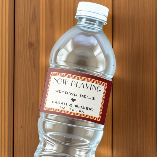 Étiquette Pour Bouteilles D'eau Symbole de mariage pour le cinéma rétro