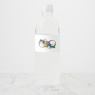 Étiquette Pour Bouteilles D'eau Symbole d'infini avec Rose arc-en-ciel
