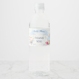 Étiquette Pour Bouteilles D'eau Tasses à thé et théière de la Tea Party Bleu Blanc