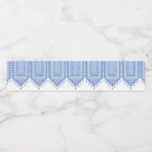 Étiquette Pour Bouteilles D'eau Tatreez Palestinien Imprimé En Bleu (Étiquettes simples)