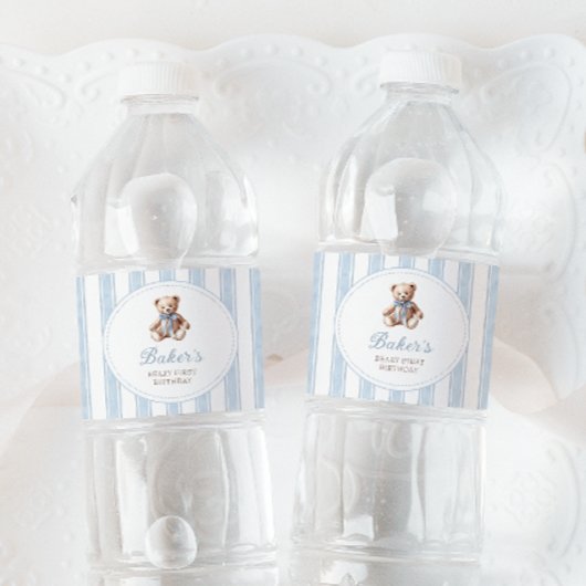 Étiquette Pour Bouteilles D'eau Teddy Bear Blue
