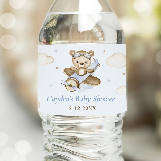 Étiquette Pour Bouteilles D'eau Teddy Bear Boy Bearly Wait Baby shower