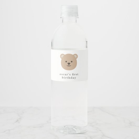Étiquette Pour Bouteilles D'eau Teddy Bear Face - (Devant)
