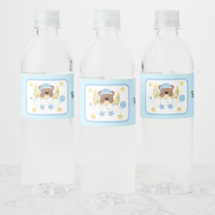 Étiquette Pour Bouteilles D'eau Teddy Bear Lune Nuages Stars Baby Boy Douche