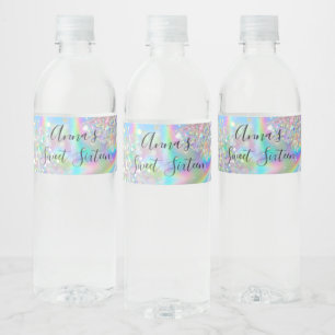 Étiquette Pour Bouteilles D'eau Tendance Glam Faux Holographique Arc-en-ciel Sweet