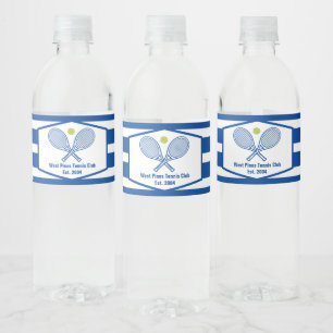 Étiquette Pour Bouteilles D'eau Tennis sur mesure Country Club Bleu rayé