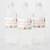 Étiquette Pour Bouteilles D'eau Thé à la fête à l'aquarelle rose (Bouteilles)