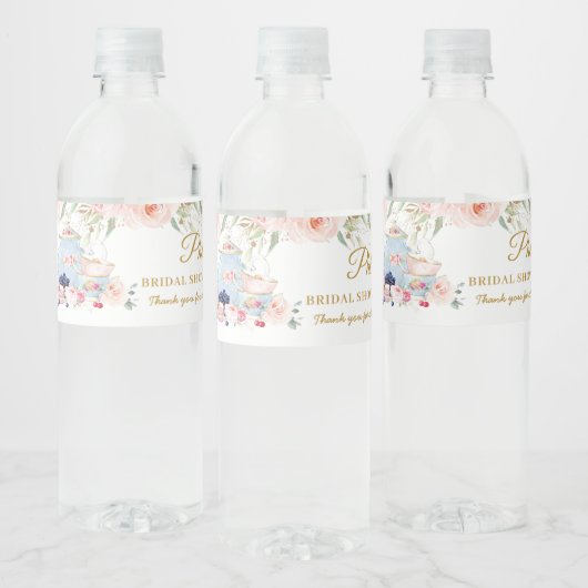 Étiquette Pour Bouteilles D'eau Thème de fête de thé chic rose pour enterrement de (Bouteilles)