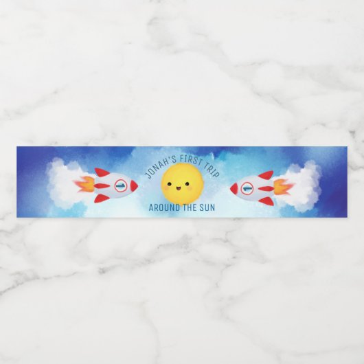 Étiquette Pour Bouteilles D'eau Thème spatial Révolution spatiale 1er anniversaire (Étiquettes simples)