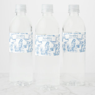 Étiquette Pour Bouteilles D'eau Toile bleue et blanche de Jouy Fête des mariées