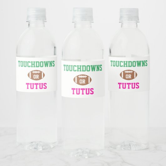 Étiquette Pour Bouteilles D'eau Touchdowns ou Tutus Genre Reveal (Bouteilles)