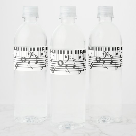 Étiquette Pour Bouteilles D'eau Touches de piano et notes musicales (Bouteilles)