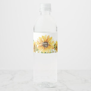 Étiquette Pour Bouteilles D'eau Tournesol à l'aquarelle