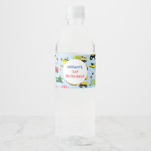 Étiquette Pour Bouteilles D'eau Transport et véhicules colorés Nom des enfants