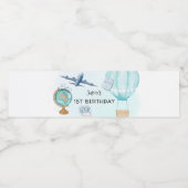 Étiquette Pour Bouteilles D'eau Travel Adventure Blue Boys 1er anniversaire (Étiquettes simples)