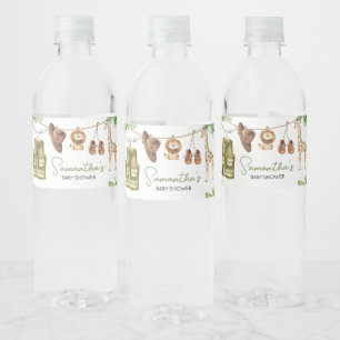 Étiquette Pour Bouteilles D'eau Tropical Safari Animaux de la Jungle Baby Shower