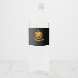 Étiquette Pour Bouteilles D'eau Trumpkin - Drôle Donald Citrouille Halloween class